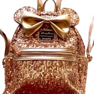 Loungefly Rose Gold Minnie back pack Walt Disney World NWOT